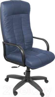 Кресло офисное Деловая обстановка Атлант Стандарт кожа люкс (синий)