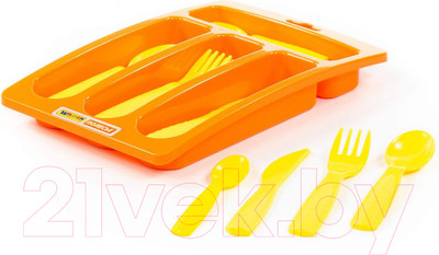 Набор игрушечной посуды Полесье Алиса Лоток со столовыми приборами / 40701