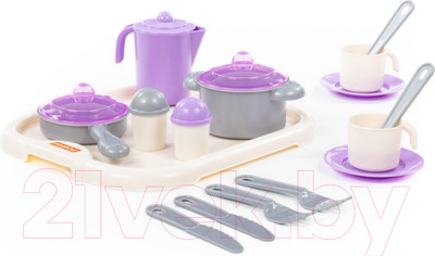 Набор игрушечной посуды Полесье Настенька с подносом на 2 персоны / 3940