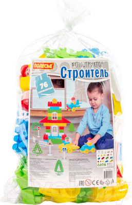 Конструктор Полесье Строитель / 52513 (76эл, в пакете)