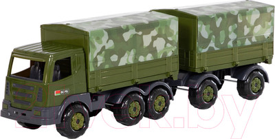 Автомобиль игрушечный Полесье Автомобиль бортовой тентовый военный с прицепом Престиж / 49155