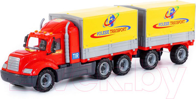 Фургон игрушечный Полесье Майк бортовой тентовый с прицепом / 55583 (в сеточке)