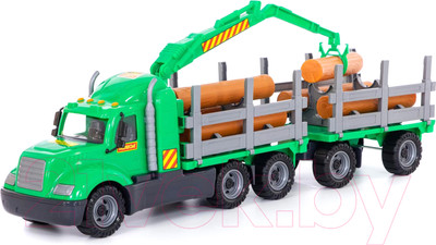 Лесовоз игрушечный Полесье Майк с прицепом / 55668 (в коробке)