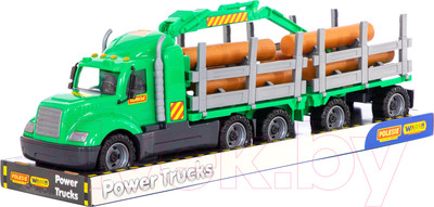 Лесовоз игрушечный Полесье Майк с прицепом / 58539 (в лотке)