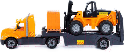 Набор игрушечной техники Полесье Майк с автокаром и конструктором / 55705 (в сеточке)