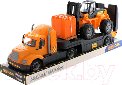 Набор игрушечной техники Полесье Майк с автокаром и конструктором / 58577 (в лотке)