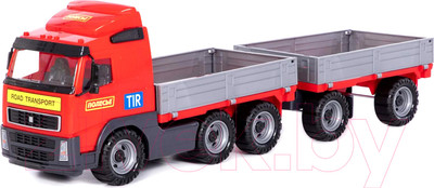 Самосвал игрушечный Полесье Volvo бортовой с прицепом / 9487 (в сеточке)