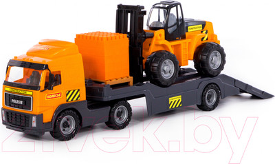 Набор игрушечной техники Полесье Volvo с автокаром и конструктором / 1589 (в сеточке)