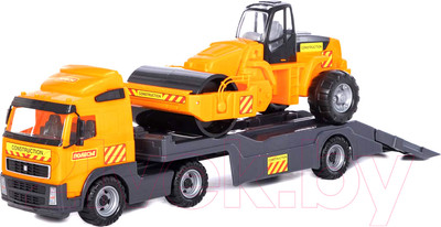 Набор игрушечной техники Полесье Volvo с дорожным катком / 8855 (в сеточке)