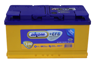 Автомобильный аккумулятор AKOM 6СТ-100 Евро+EFB (100 А/ч)