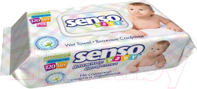 Влажные салфетки детские Senso Baby С клапаном (120шт)