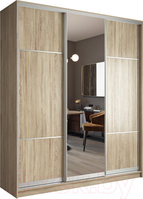 Шкаф-купе Евва 176 SS.02 / АЭП ШК.3 03 (сонома/серебро)