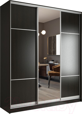 Шкаф-купе Евва 176 VS.02 / АЭП ШК.3 03 (венге/серебристый)