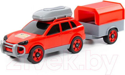 Автомобиль игрушечный Полесье Легковой с прицепом / 53688 (в сеточке)