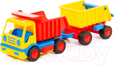 Самосвал игрушечный Полесье с прицепом Базик / 37664 (в коробке)