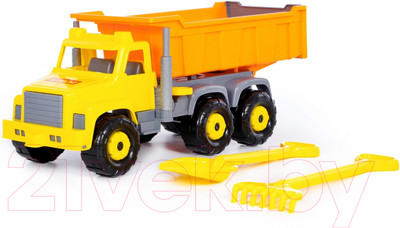 Самосвал игрушечный Полесье Супергигант с большими граблями и лопаткой / 5557
