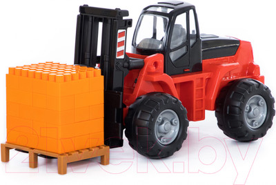 Набор игрушечной техники Полесье Автокар с конструктором на поддоне / 1640 (в коробке)