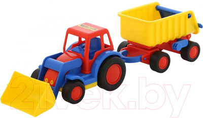 Погрузчик игрушечный Полесье с прицепом Базик / 9623 (в сеточке)