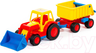 Погрузчик игрушечный Полесье с прицепом Базик / 37657 (в коробке)