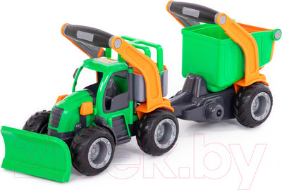 Трактор игрушечный Полесье с полуприцепом ГрипТрак / 37381 (в коробке)