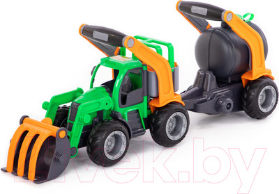 Погрузчик игрушечный Полесье с цистерной ГрипТрак / 37404 (в коробке)
