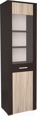 Шкаф-пенал с витриной Интерлиния Коламбия КЛ-5-1 (дуб венге/дуб серый)