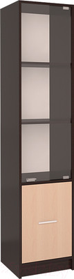 Шкаф-пенал с витриной Интерлиния СК-024 (дуб венге/дуб молочный)