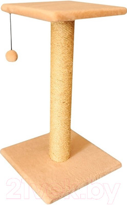 Лежанка-когтеточка Cat House Столбик с полкой 0.7 (сизаль бежевый)