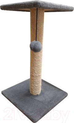 Лежанка-когтеточка Cat House Столбик с полкой 0.7 (сизаль серый)