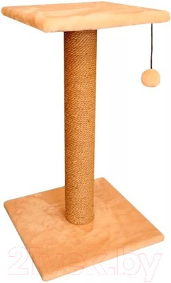 Лежанка-когтеточка Cat House Столбик с полкой 0.7 (джут бежевый)