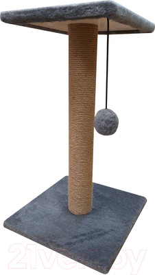 Лежанка-когтеточка Cat House Столбик с полкой 0.7 (джут, серый)