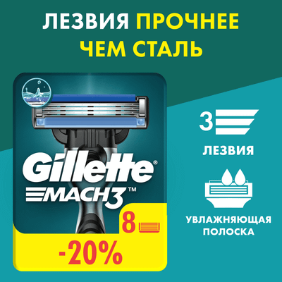 Набор сменных кассет Gillette Mach3 (8шт)