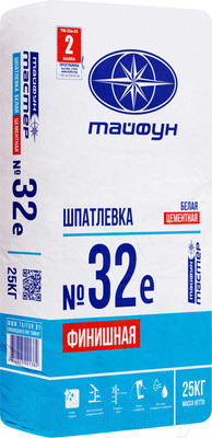 Шпатлевка Тайфун №32Е Цементная финишная (25кг, белый)