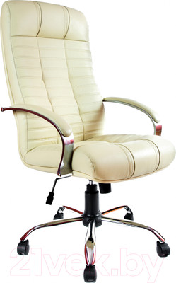 Кресло офисное Деловая обстановка Атлант Хром кожа люкс (бежевый)