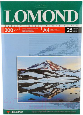 Фотобумага Lomond А4, 200 г/м, 25 л. / 0102046 (глянцевая)