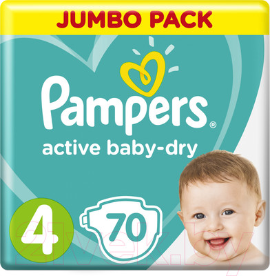 Подгузники детские Pampers Active Baby-Dry 4 Maxi (70шт)