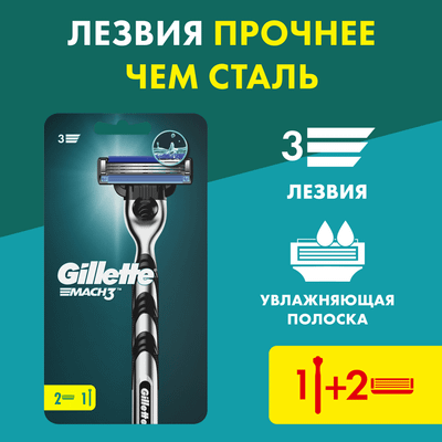 Бритвенный станок Gillette Mach3 (+ 2 кассеты)