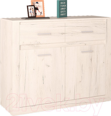 Тумба Интерлиния Лима ЛМ-2Д2Ш (дуб корабельный белый)