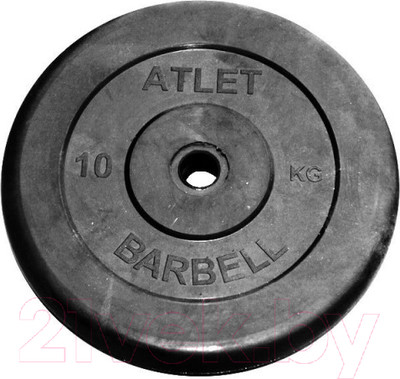 Диск для штанги MB Barbell Atlet d26мм 10кг (черный)