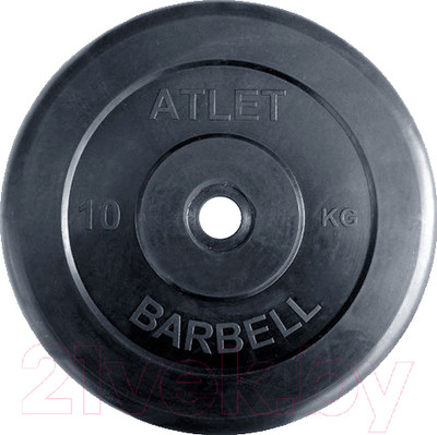 Диск для штанги MB Barbell Atlet d31мм 10кг (черный)