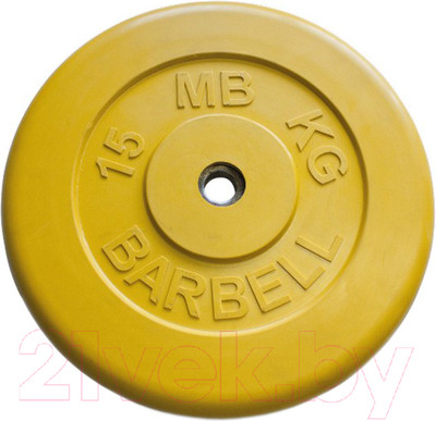 Диск для штанги MB Barbell d26мм 15кг (желтый)