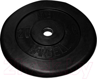Диск для штанги MB Barbell d26мм 20кг (черный)