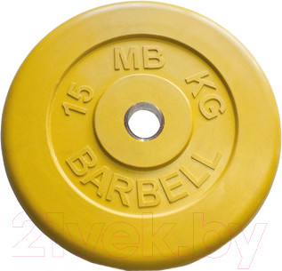 Диск для штанги MB Barbell d51мм 15кг (желтый)