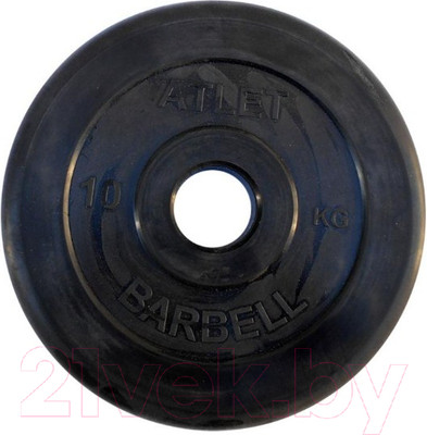 Диск для штанги MB Barbell d51мм 10кг (черный)