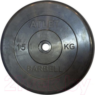 Диск для штанги MB Barbell d51мм 15кг (черный)