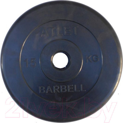 Диск для штанги MB Barbell Atlet d51мм 15кг (черный)
