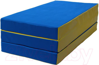 Гимнастический мат KMS sport Складной №4 1x1.5x0.1м (синий/желтый)