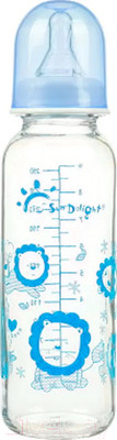 Бутылочка для кормления Sun Delight Стеклянная / 31045 (250мл, синий)