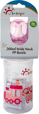Бутылочка для кормления Sun Delight С широким горлышком / 31497 (260мл, розовый)