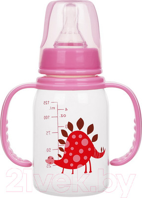 Бутылочка для кормления Sun Delight Со съемными подвижными ручками / 31658 (125мл, розовый)